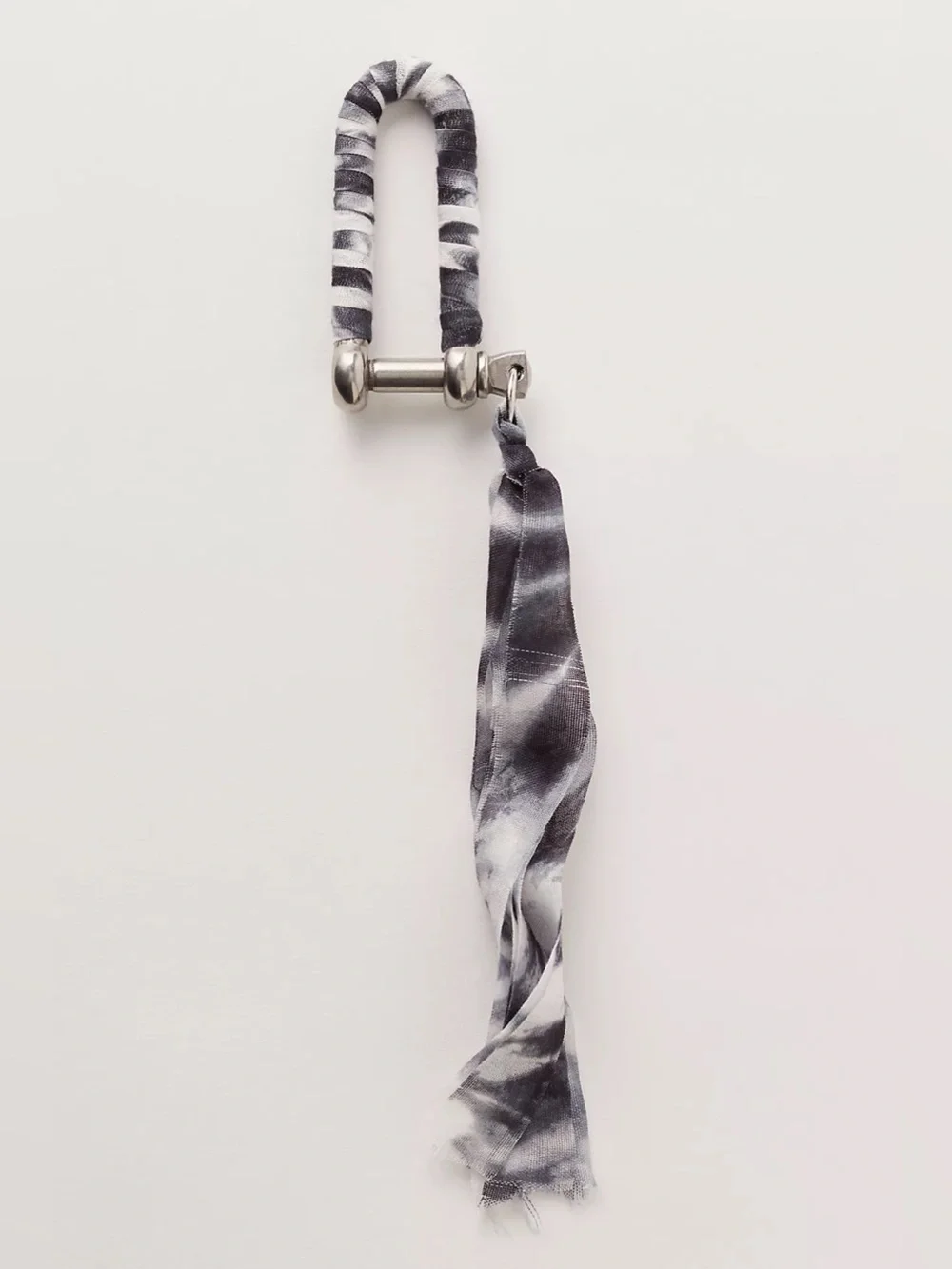 NIP Free People Wrapped Carabiner Bag Charm Black White Tie Dye